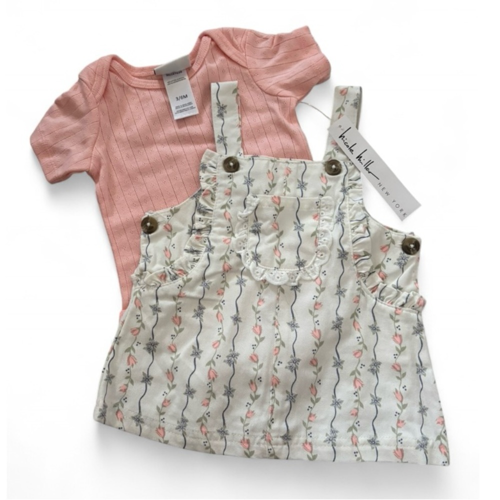 Nicole Miller Pink and Cream Baby Girl Dress Set